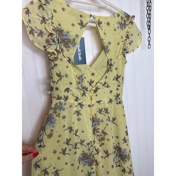 NWT Modcloth You're Flowing Places Maxi Dress Yellow Multi Cut Out Long Size 0 - Picture 6 of 8